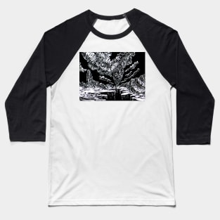 Surreal Trippy Tornado Canyon TWISTER Storm - black and white Baseball T-Shirt